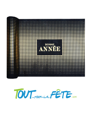 Chemin de table bonne année or et noir 30 cm x 5 m