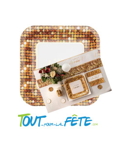Lot de 10 assiettes bonne année disco or 23 cm 2