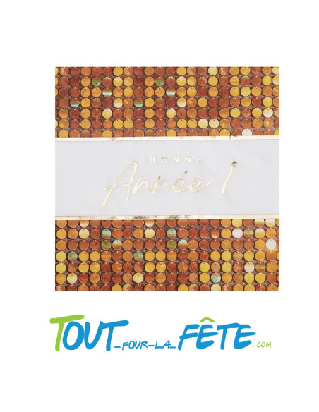 Lot de 10 serviettes bonne année disco or 33 cm