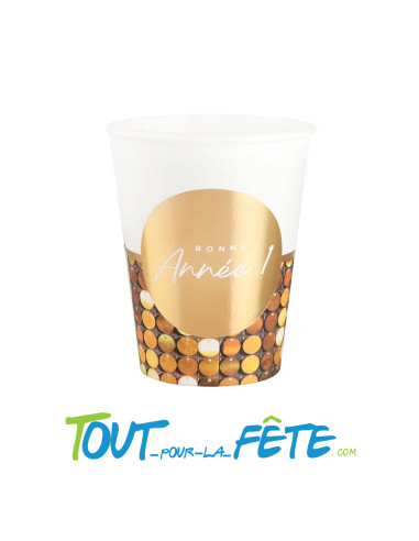 Lot de 10 gobelets bonne année disco or 27 cl