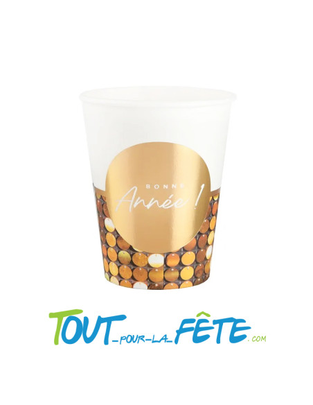 Lot de 10 gobelets bonne année disco or 27 cl