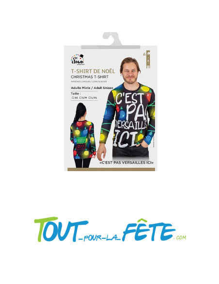 T-shirt de Noel taille adulte mixte L/XL "C'est pas versailles ici"