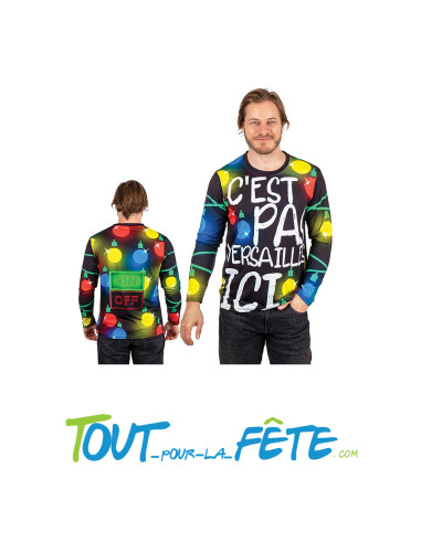 T-shirt de Noel taille adulte mixte L/XL "C'est pas versailles ici"