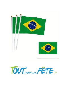 10 drapeaux sur tige Brésil 9.5x16 cm