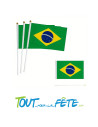 10 drapeaux sur tige Brésil 9.5x16 cm