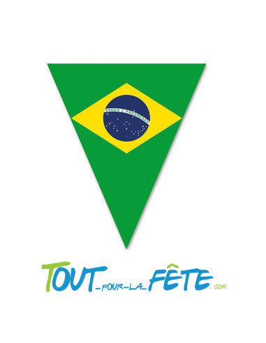 Guirlande 10 fanions brésil 5 mètres