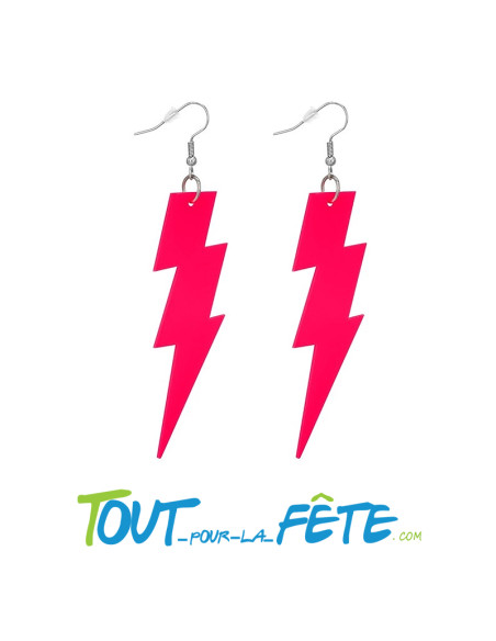 Boucles d'oreilles fluo éclair année 80