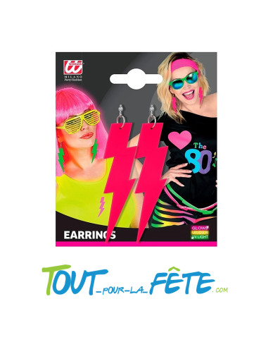 Boucles d'oreilles fluo éclair année 80