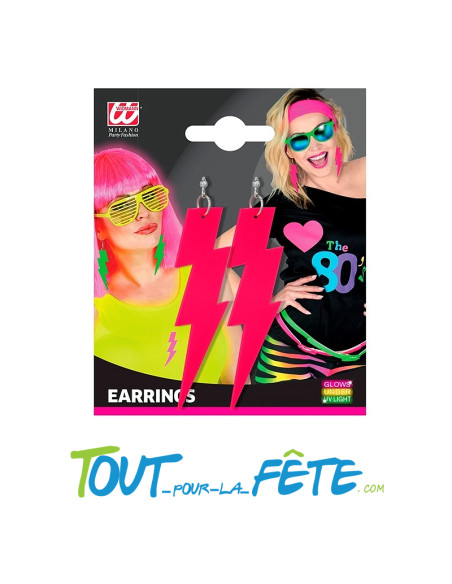 Boucles d'oreilles fluo éclair année 80