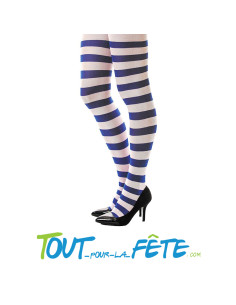 Collant rayé bleu et blanc adulte