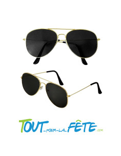 Lunettes d'aviateur / policier chromée or