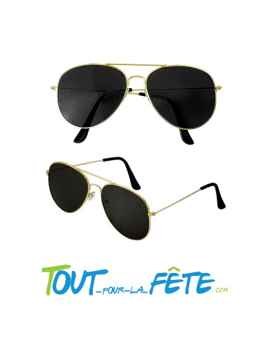 Lunettes d'aviateur / policier chromée or