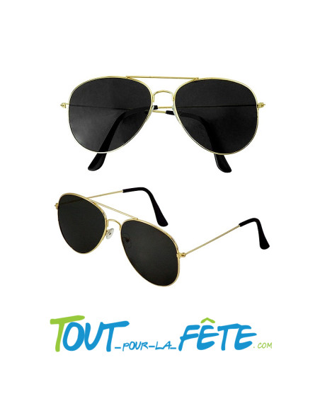Lunettes d'aviateur / policier chromée or