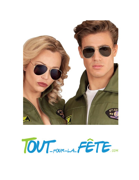 Lunettes d'aviateur / policier chromée or