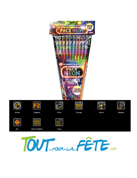 Lot de 10 fusées electron neon fluo flashy
