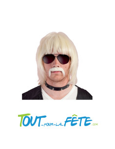Perruque et moustache biker blond