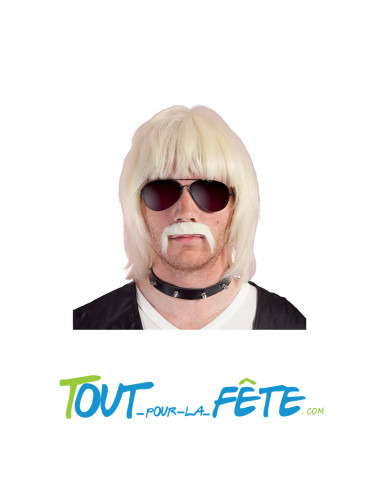Perruque et moustache biker blond