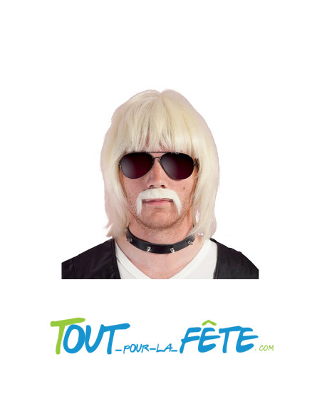 Perruque et moustache biker blond