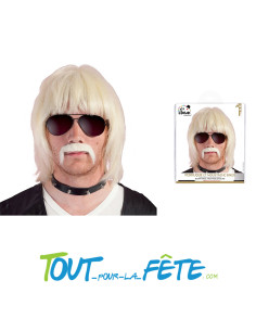 Perruque et moustache biker blond 2