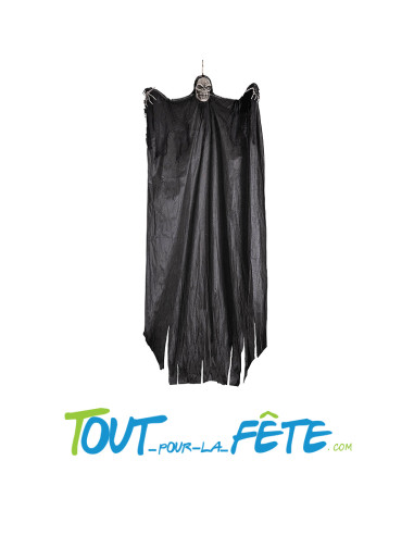 Grand squelette avec tunique noir à suspendre 315cm