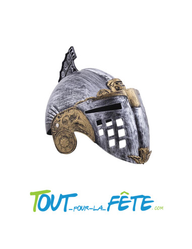Casque de gladiateur romain argent avec visière adulte