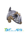 Casque de gladiateur romain argent avec visière adulte