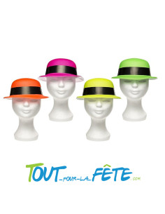 Chapeau melon fluo en PVC différent coloris