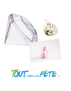 Contenant pour dragées forme diamant 4cm x 4cm x 4cm 2
