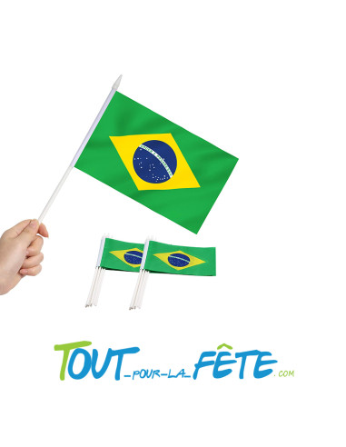 10 drapeaux sur tige Brésil 20x30 cm