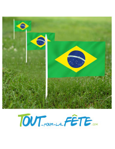 10 drapeaux sur tige Brésil 20x30 cm 2