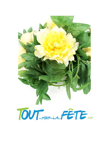 Guirlande de pivoines jaunes artificielle 2m40