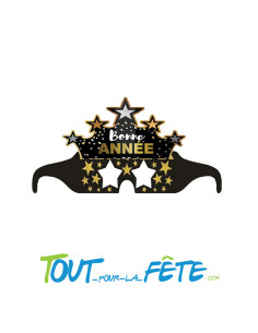 Lot de 6 lunettes en carton bonne année noir - or - argent
