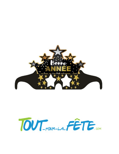 Lot de 6 lunettes en carton bonne année noir - or - argent