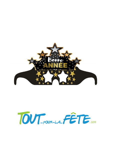 Lot de 6 lunettes en carton bonne année noir - or - argent