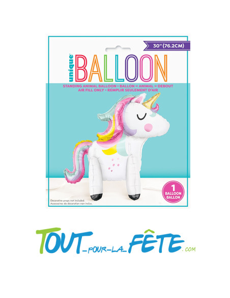 Ballon aluminium licorne à poser 76.2cm