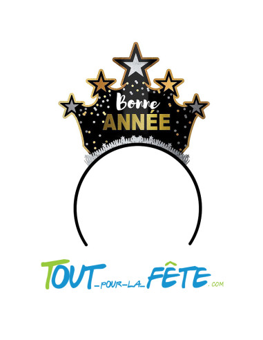 Serre-tête bonne année noir et or taille unique