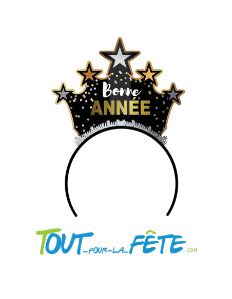 Serre-tête bonne année noir et or taille unique