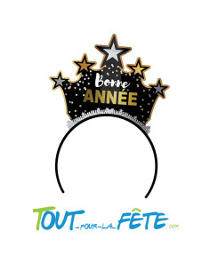 Serre-tête bonne année noir et or taille unique 2