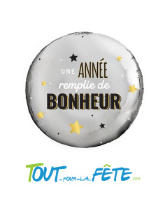Ballon aluminium " une année remplie de bonheur " argent 45cm