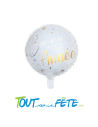 Ballons aluminium rond Bonne année blanc et or 45 cm