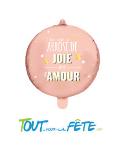 Ballons aluminium rond Nouvel an "Le tous arrosé de joie et d'amour Rose 45 cm