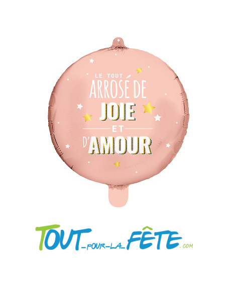 Ballons aluminium rond Nouvel an "Le tous arrosé de joie et d'amour Rose 45 cm