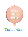 Ballons aluminium rond Nouvel an "Le tous arrosé de joie et d'amour Rose 45 cm