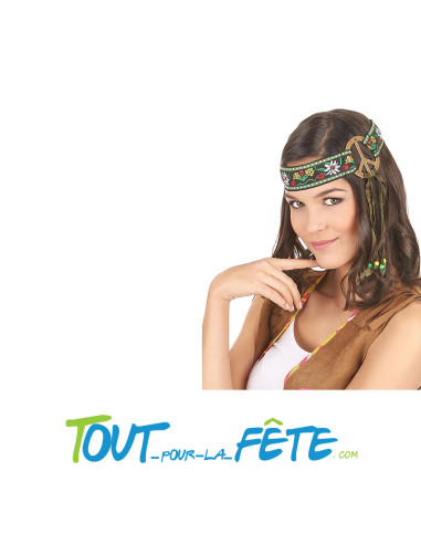 bandeau flower power avec motifs et perles
