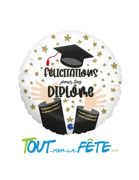Ballon aluminium rond "félicitation pour ton diplome"