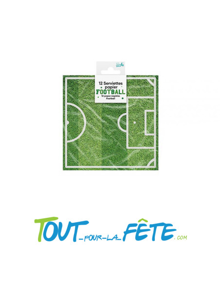 Lot de 12 serviettes football en papier de 14.5cm