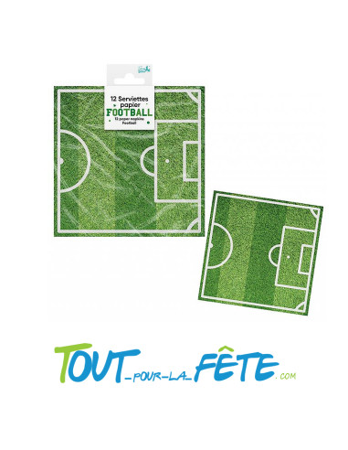 Lot de 12 serviettes football en papier de 14.5cm