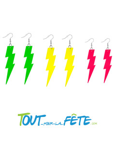 Boucles d'oreilles fluo éclair année 80