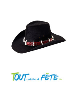 Chapeau crocodile dundee noir avec dents de crocodile
