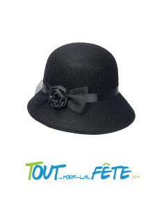 Chapeau cloche Charleston en feutre noir année 20